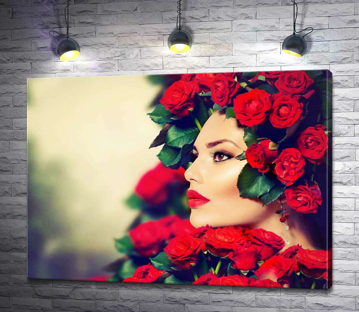 Картина ArtPoster Профиль девушки в украшении горяще-красных роз 130x96 см Модуль №1
Картина ArtPoster Профиль девушки в украшении горяще-красных роз 130x96 см Модуль №1