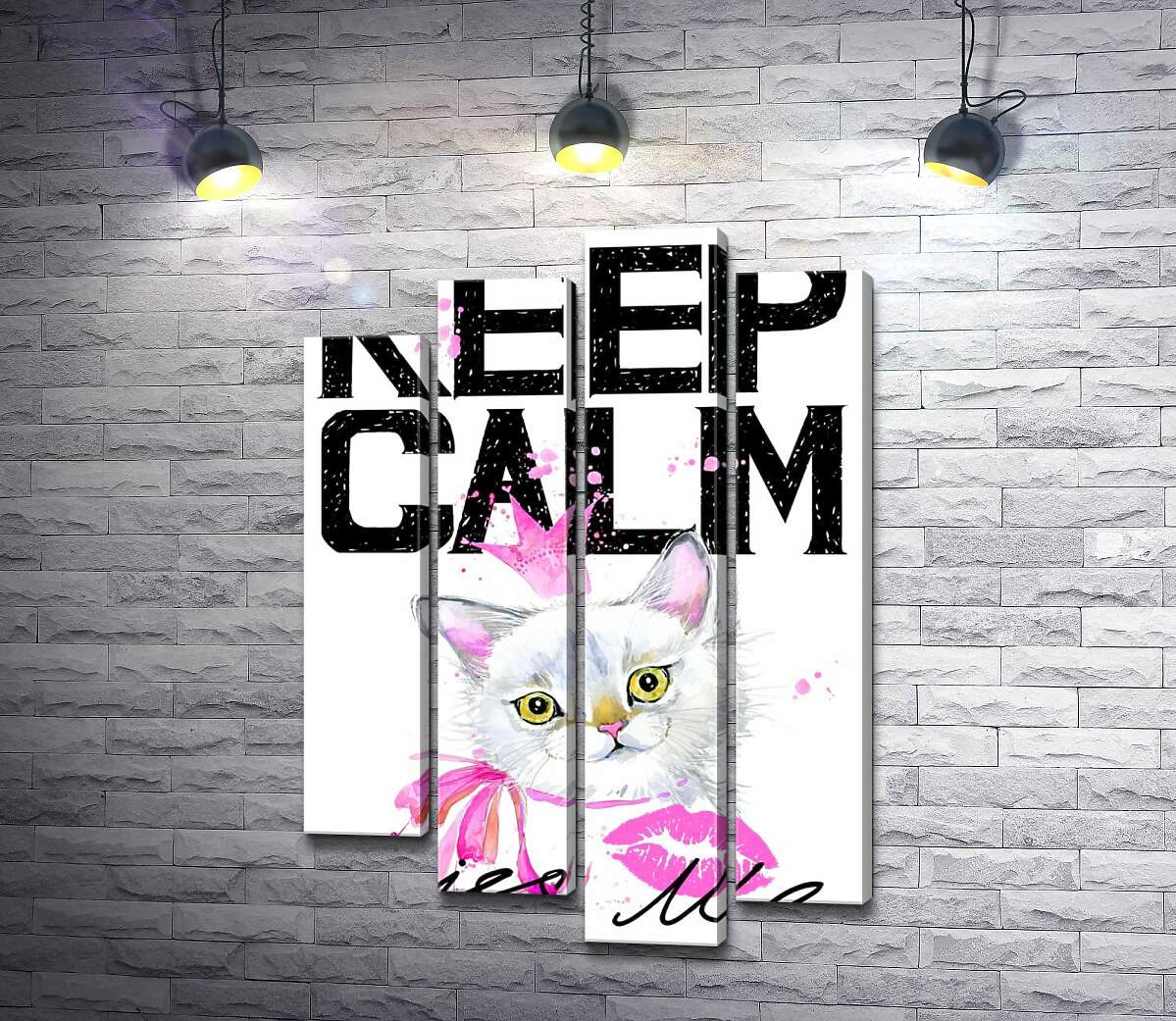 Модульная картина ArtPoster Белая кошка-принцесса среди надписи "keep calm and kiss me" 80x118 см Модуль №21
Модульная картина ArtPoster Белая кошка-принцесса среди надписи "keep calm and kiss me" 80x118 см Модуль №21