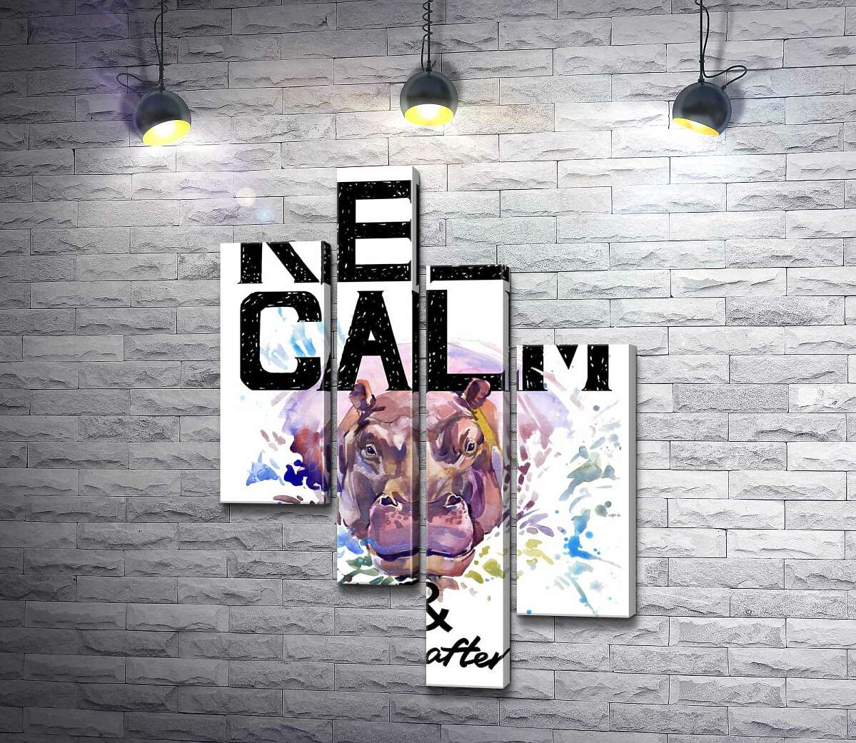 Модульная картина ArtPoster Бегемот выглядывает из воды между надписью "keep calm and don't eat after 6 p.m." 100x147 см Модуль №20
Модульная картина ArtPoster Бегемот выглядывает из воды между надписью "keep calm and don't eat after 6 p.m." 100x147 см Модуль №20