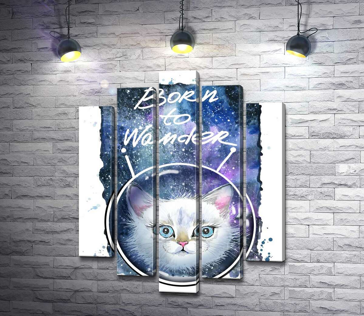 Модульная картина ArtPoster Белая кошечка в космическом шлеме под надписью "born to wander" 130x168 см Модуль №26
Модульная картина ArtPoster Белая кошечка в космическом шлеме под надписью "born to wander" 130x168 см Модуль №26