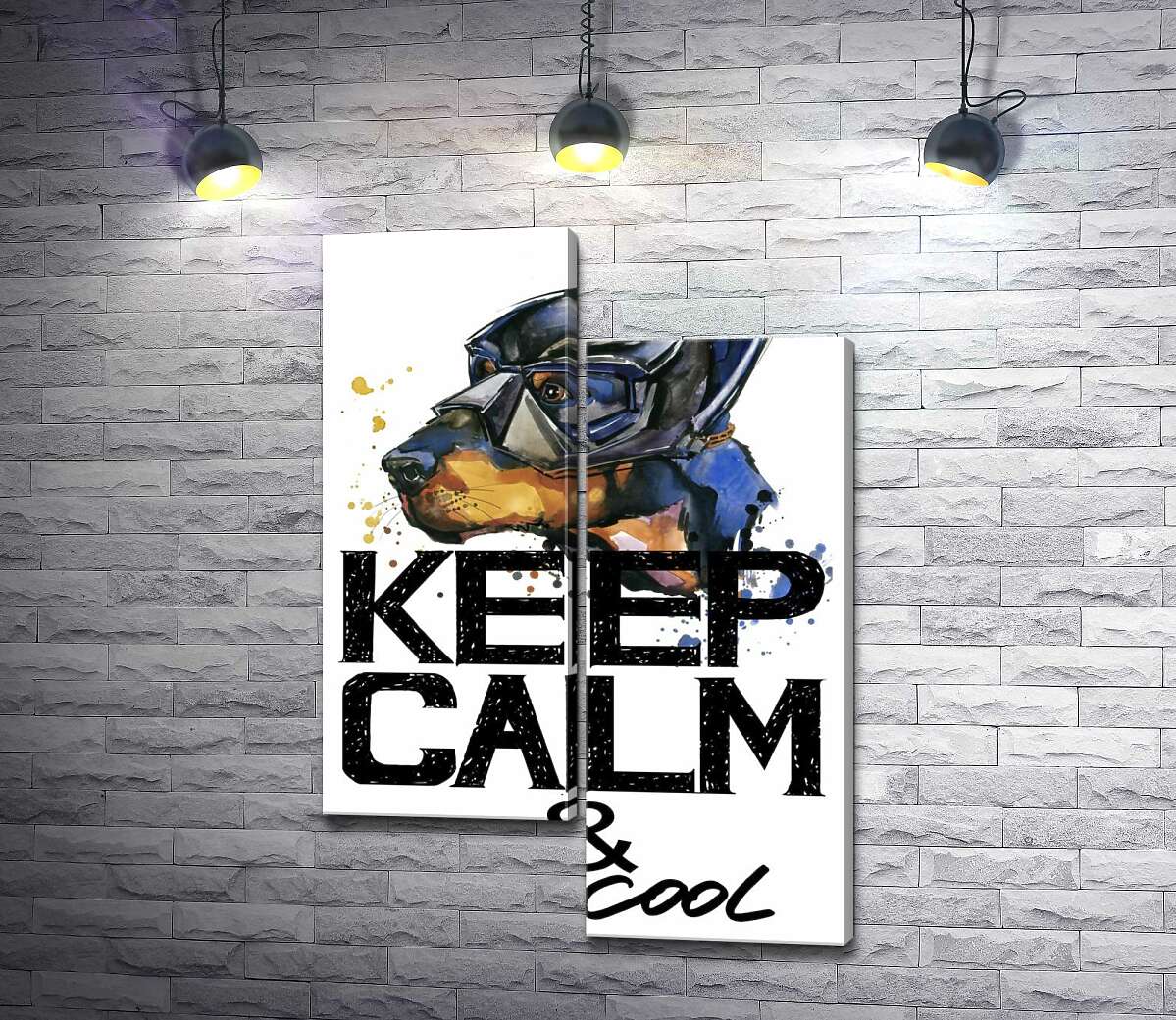 Модульная картина ArtPoster Доберман в маске Бэтмена среди надписи "keep calm and be cool" 100x147 см Модуль №5
Модульная картина ArtPoster Доберман в маске Бэтмена среди надписи "keep calm and be cool" 100x147 см Модуль №5