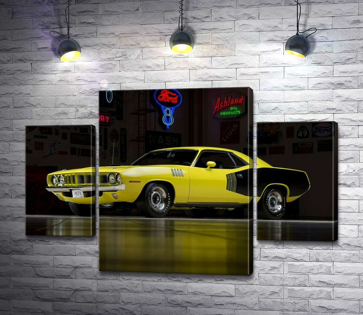 Модульная картина ArtPoster Желтый спортивный автомобиль Plymouth Barracuda, родом из 70-х 100x69 см Модуль №7
Модульная картина ArtPoster Желтый спортивный автомобиль Plymouth Barracuda, родом из 70-х 100x69 см Модуль №7