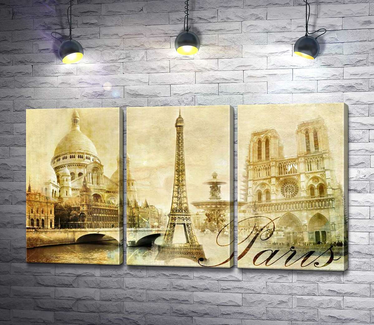 Модульная картина ArtPoster Главные здания Парижа: Эйфелева башня (Eiffel tower), Нотр-Дам-де-Пари (Notre dame de Paris) и базилика Сакре-Кер (Basilique du Sacre Cœur) 132x73 см Модуль №11
Модульная картина ArtPoster Главные здания Парижа: Эйфелева башня (Eiffel tower), Нотр-Дам-де-Пари (Notre dame de Paris) и базилика Сакре-Кер (Basilique du Sacre Cœur) 132x73 см Модуль №11