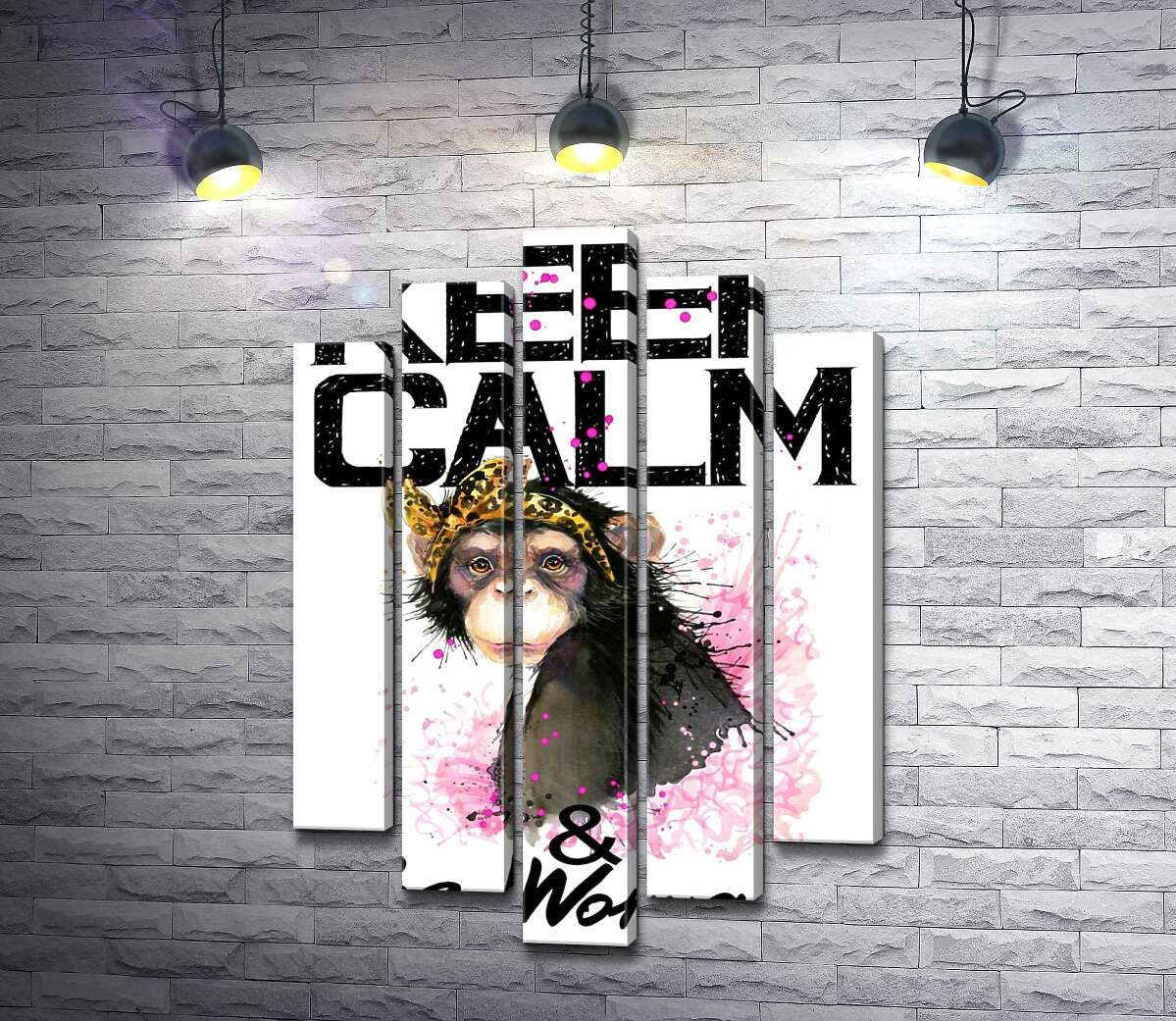 Модульная картина ArtPoster Гламурная обезьяна среди надписи "keep calm and be woman" 100x148 см Модуль №26
Модульная картина ArtPoster Гламурная обезьяна среди надписи "keep calm and be woman" 100x148 см Модуль №26