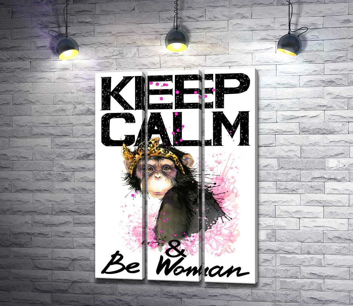 Модульная картина ArtPoster Гламурная обезьяна среди надписи "keep calm and be woman" 60x88 см Модуль №11
Модульная картина ArtPoster Гламурная обезьяна среди надписи "keep calm and be woman" 60x88 см Модуль №11