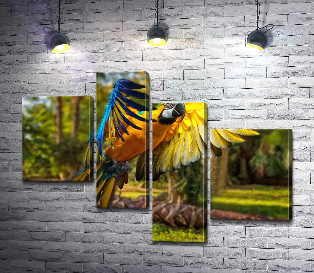 Модульная картина ArtPoster Голубо-желтый попугай ара расправляет крылья в полете 130x95 см Модуль №20
Модульная картина ArtPoster Голубо-желтый попугай ара расправляет крылья в полете 130x95 см Модуль №20
