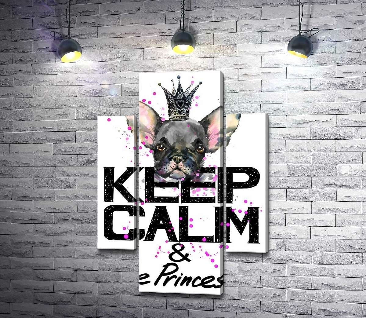 Модульная картина ArtPoster Голова бульдога виднеется над надписью "keep calm and be princess" 80x119 см Модуль №7
Модульная картина ArtPoster Голова бульдога виднеется над надписью "keep calm and be princess" 80x119 см Модуль №7