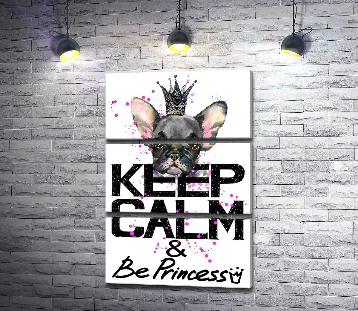 Модульная картина ArtPoster Голова бульдога виднеется над надписью "keep calm and be princess" 130x192 см Модуль №13
Модульная картина ArtPoster Голова бульдога виднеется над надписью "keep calm and be princess" 130x192 см Модуль №13