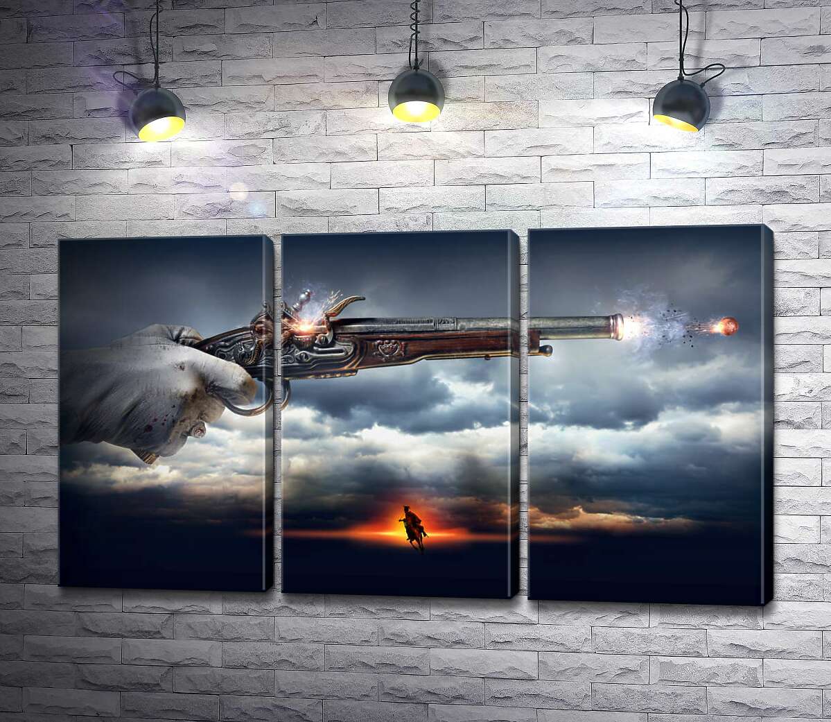 Модульная картина ArtPoster Кавалер стреляет из пистолета на фоне грозовых облаков 132x75 см Модуль №11
Модульная картина ArtPoster Кавалер стреляет из пистолета на фоне грозовых облаков 132x75 см Модуль №11