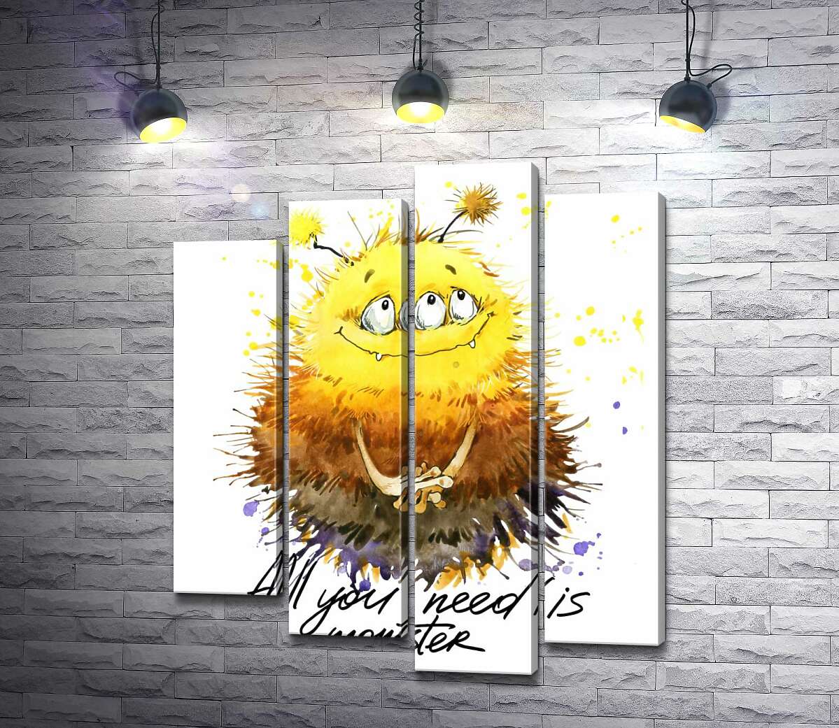 Модульная картина ArtPoster Застенчивый пушистый монстр с надписью "all you need is monster" 100x119 см Модуль №21
Модульная картина ArtPoster Застенчивый пушистый монстр с надписью "all you need is monster" 100x119 см Модуль №21