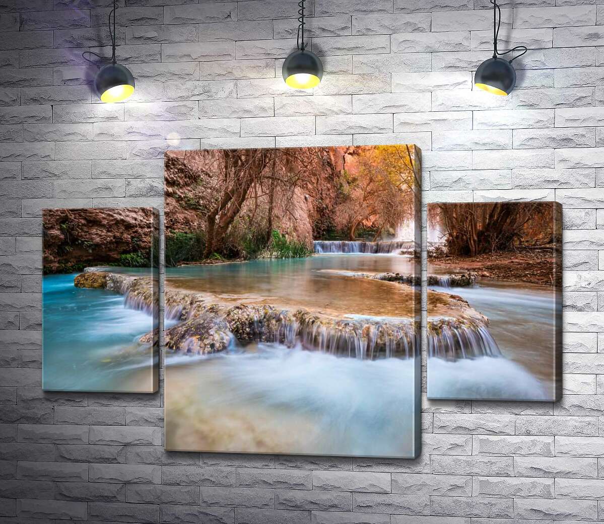 Модульная картина ArtPoster Каскады прозрачной воды водопадов Хавасу (Havasu Falls) среди осенних деревьев 100x69 см Модуль №7
Модульная картина ArtPoster Каскады прозрачной воды водопадов Хавасу (Havasu Falls) среди осенних деревьев 100x69 см Модуль №7