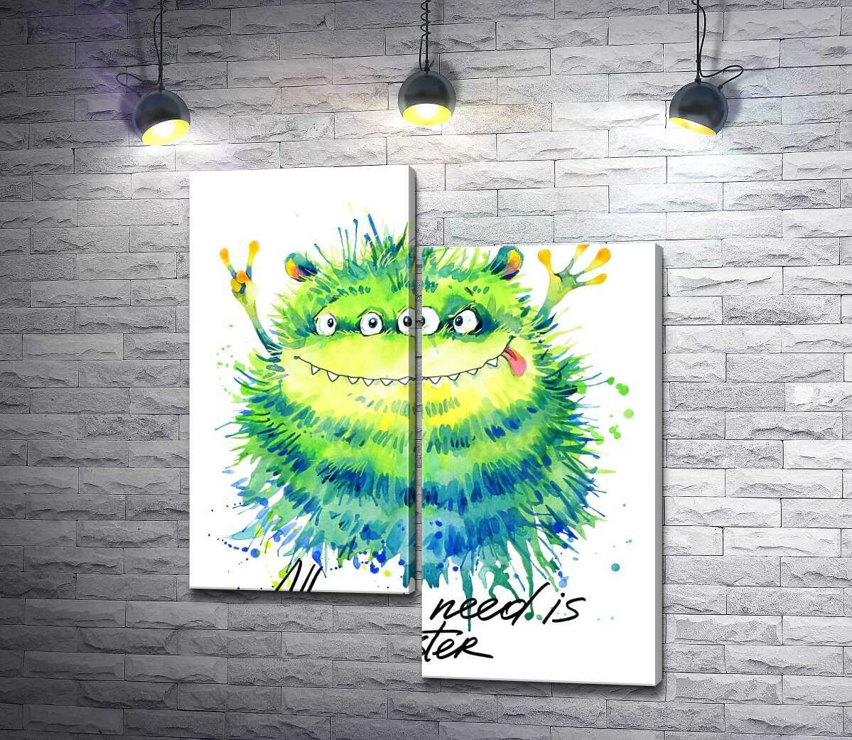 Модульная картина ArtPoster Зеленый четырехглазый монстр с надписью "all you need is monster" 100x119 см Модуль №5
Модульная картина ArtPoster Зеленый четырехглазый монстр с надписью "all you need is monster" 100x119 см Модуль №5