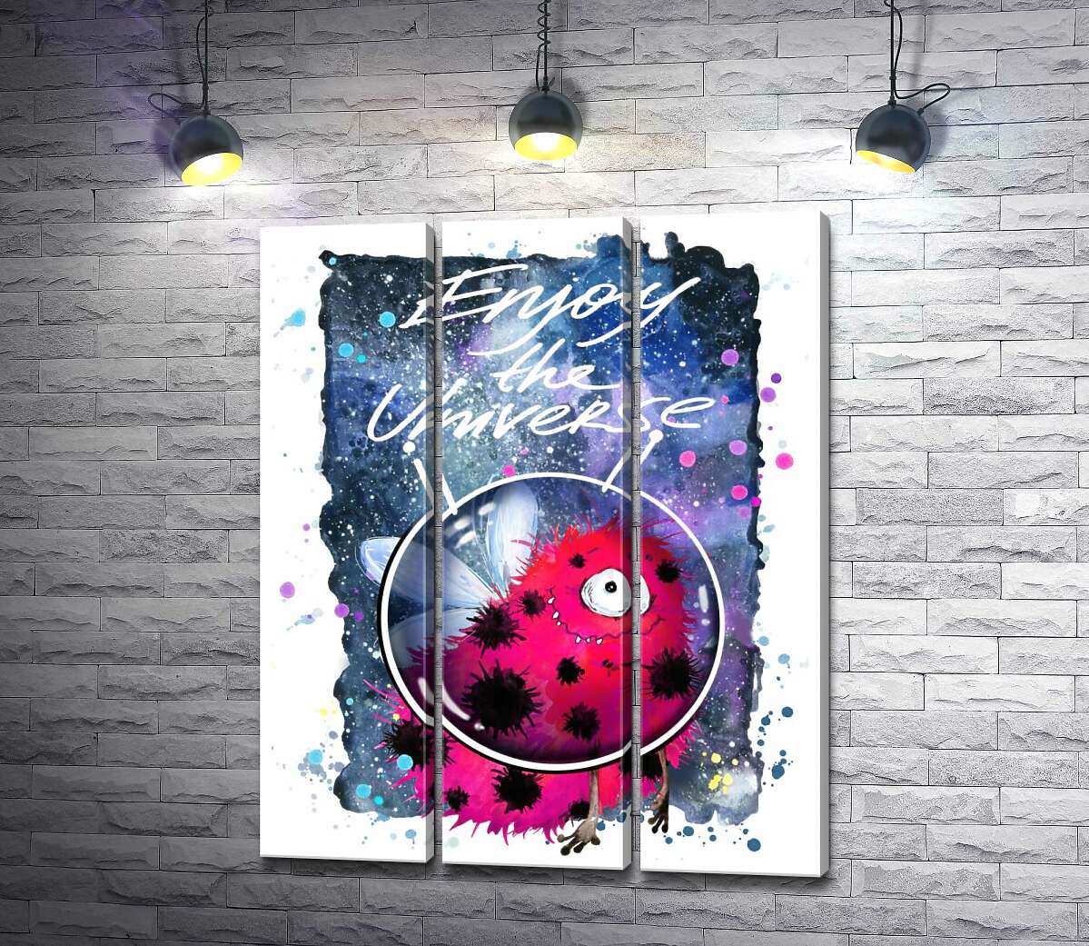 Модульная картина ArtPoster Красный монстр с крылышками среди космоса с надписью "Enjoy the Universe" 60x77 см Модуль №11
Модульная картина ArtPoster Красный монстр с крылышками среди космоса с надписью "Enjoy the Universe" 60x77 см Модуль №11