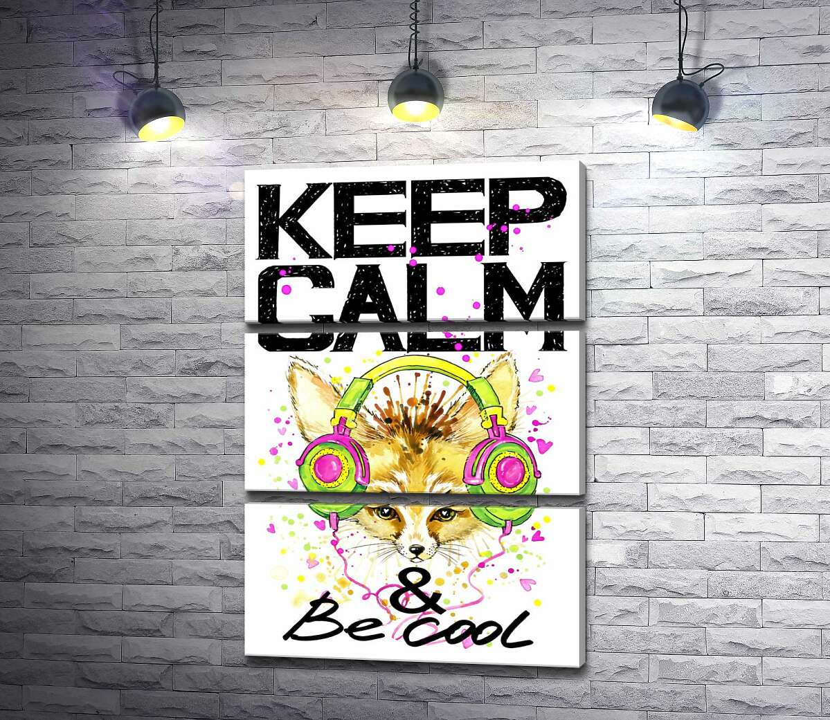 Модульная картина ArtPoster Лиса фенек в наушниках среди надписи "keep calm and be cool" 100x147 см Модуль №13
Модульная картина ArtPoster Лиса фенек в наушниках среди надписи "keep calm and be cool" 100x147 см Модуль №13