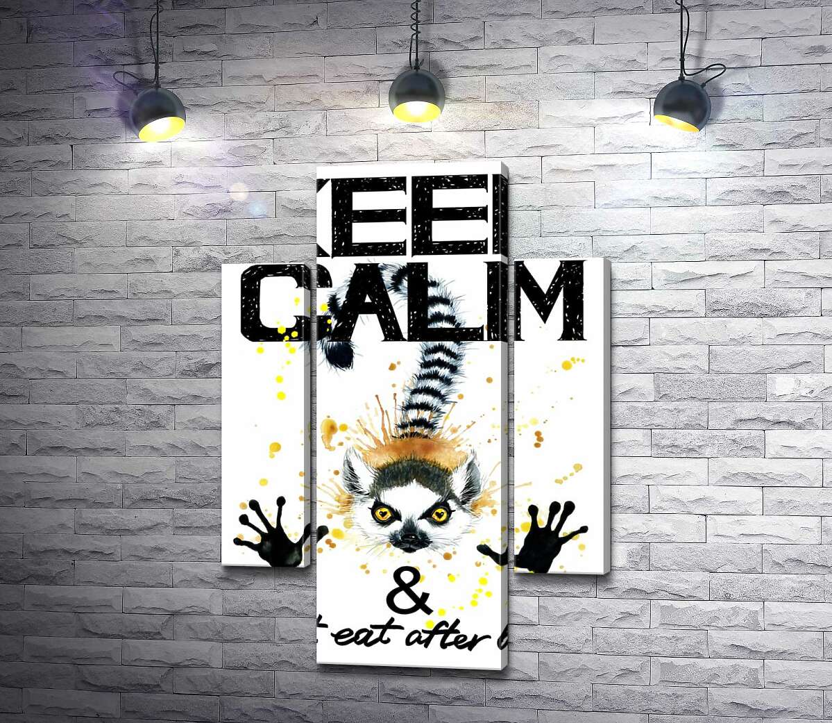 Модульная картина ArtPoster Лемур тянет лапы вперед под надписью "keep calm and don't eat after 6 p.m." 100x148 см Модуль №7
Модульная картина ArtPoster Лемур тянет лапы вперед под надписью "keep calm and don't eat after 6 p.m." 100x148 см Модуль №7