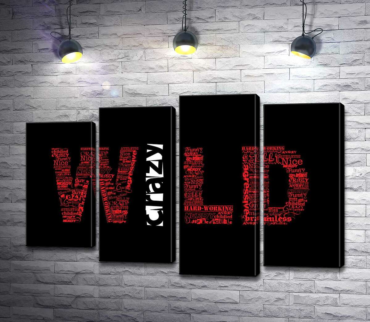 Модульная картина ArtPoster Красная надпись "Дикий" (Wild) на черном фоне 100x66 см Модуль №21
Модульная картина ArtPoster Красная надпись "Дикий" (Wild) на черном фоне 100x66 см Модуль №21
