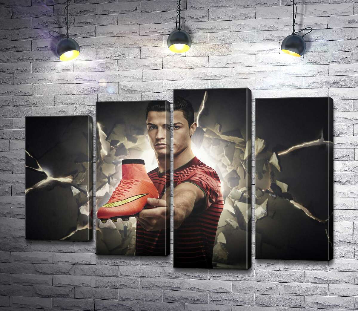 Модульная картина ArtPoster Криштиану Роналду (Cristiano Ronaldo) рекламирует футбольные бутсы от фирмы Nike 132x89 см Модуль №21
Модульная картина ArtPoster Криштиану Роналду (Cristiano Ronaldo) рекламирует футбольные бутсы от фирмы Nike 132x89 см Модуль №21
