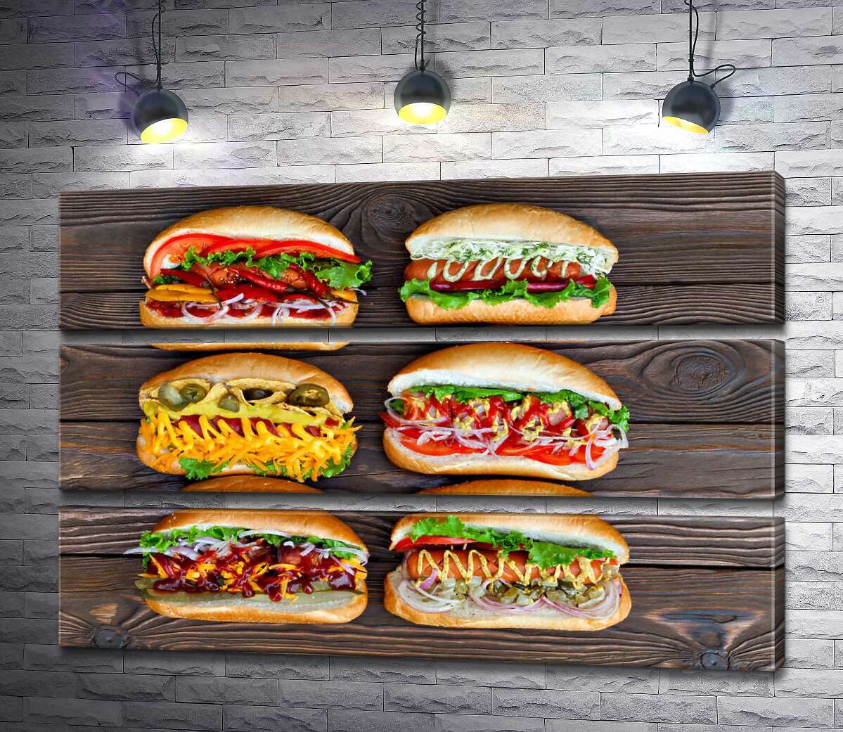 Модульная картина ArtPoster Красочные разновидности вкусных хот-догов 91x60 см Модуль №13
Модульная картина ArtPoster Красочные разновидности вкусных хот-догов 91x60 см Модуль №13