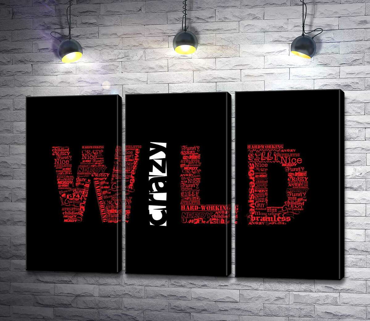 Модульная картина ArtPoster Красная надпись "Дикий" (Wild) на черном фоне 132x84 см Модуль №11
Модульная картина ArtPoster Красная надпись "Дикий" (Wild) на черном фоне 132x84 см Модуль №11