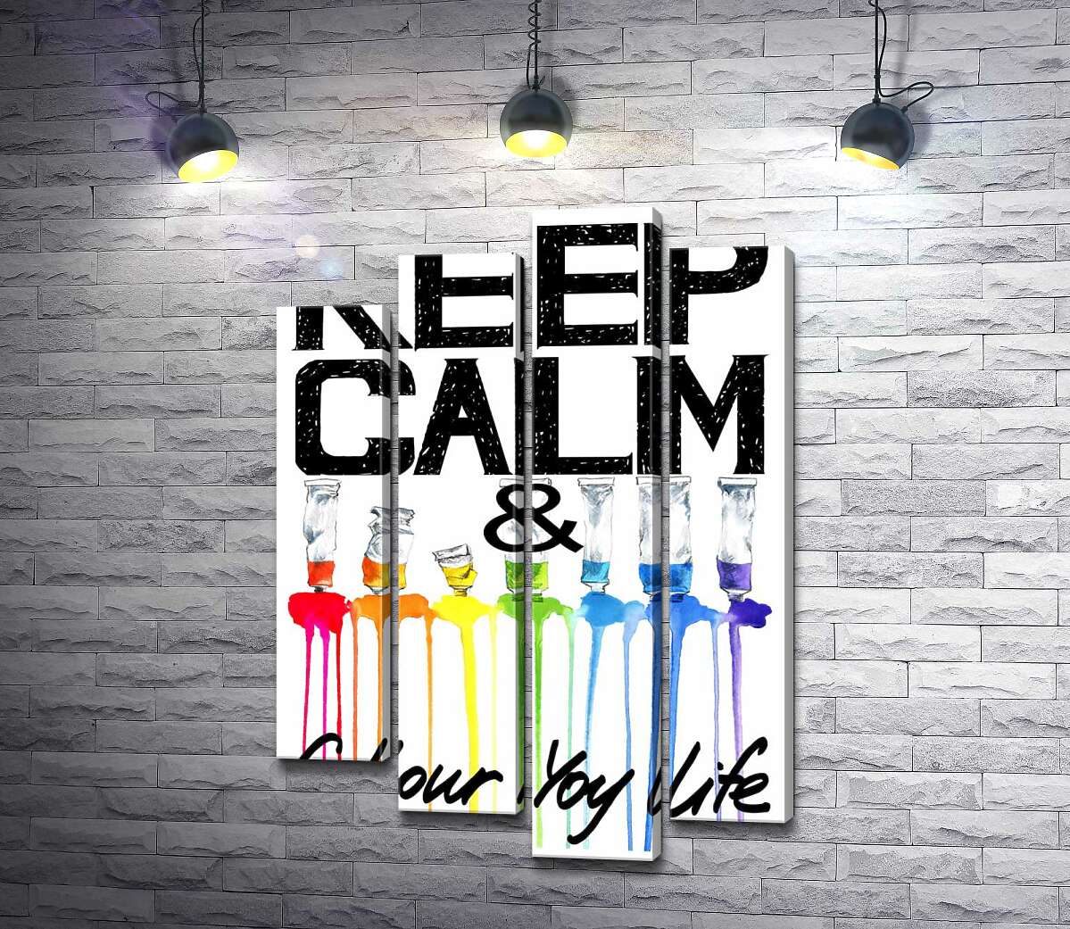 Модульная картина ArtPoster Краска вытекает из ярких тюбиков на надписи "keep calm and colour your life" 100x147 см Модуль №21
Модульная картина ArtPoster Краска вытекает из ярких тюбиков на надписи "keep calm and colour your life" 100x147 см Модуль №21