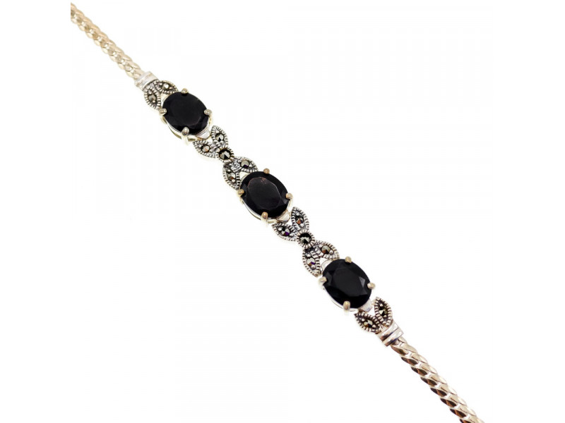 Серебряный браслет с черным нефритом и марказитом Натуральный Sky Jewelry 003743
Серебряный браслет с черным нефритом и марказитом Натуральный Sky Jewelry 003743