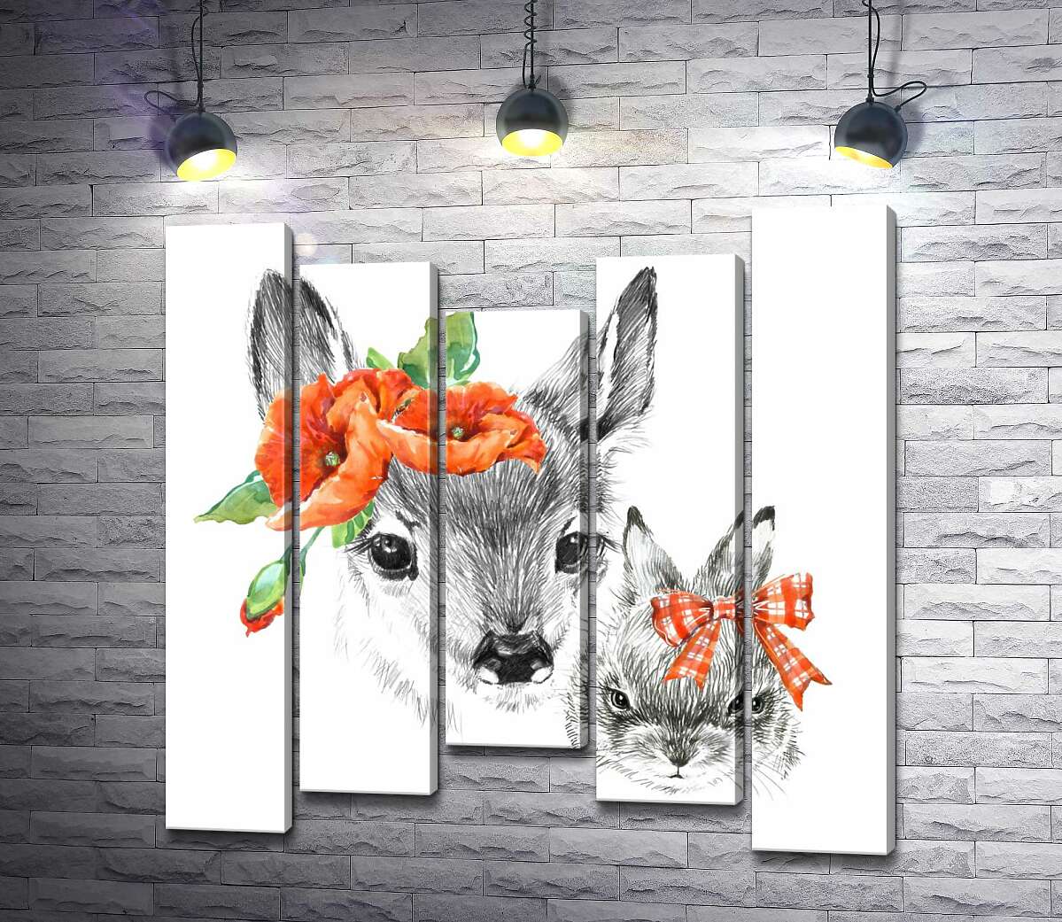 Модульная картина ArtPoster Олененок с маками возле уха и зайчик с бантиком 100x100 см Модуль №28
Модульная картина ArtPoster Олененок с маками возле уха и зайчик с бантиком 100x100 см Модуль №28