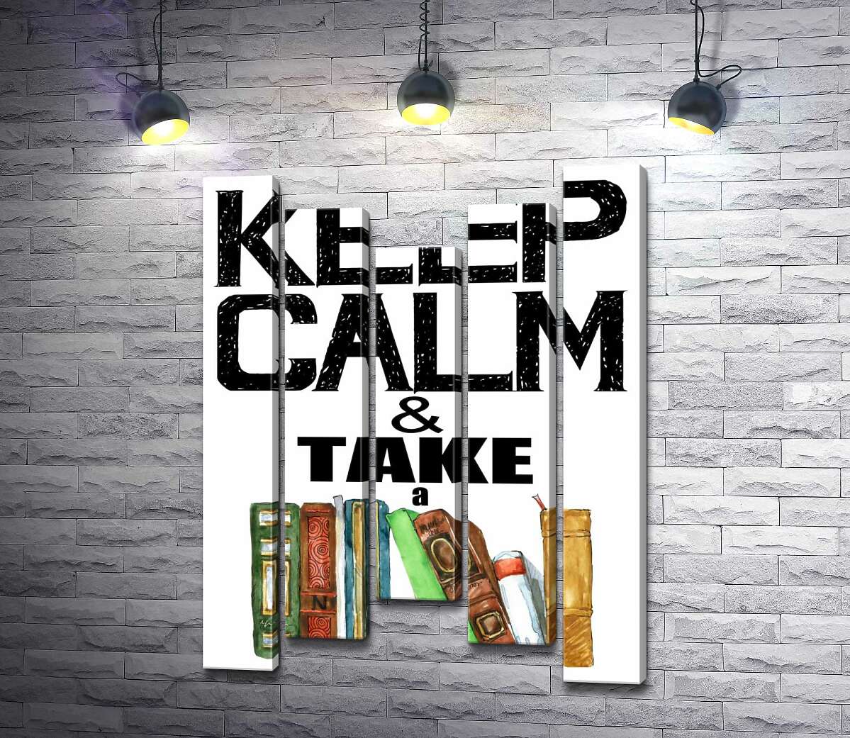 Модульная картина ArtPoster Надпись с книгами "keep calm and take a book" 130x179 см Модуль №28
Модульная картина ArtPoster Надпись с книгами "keep calm and take a book" 130x179 см Модуль №28