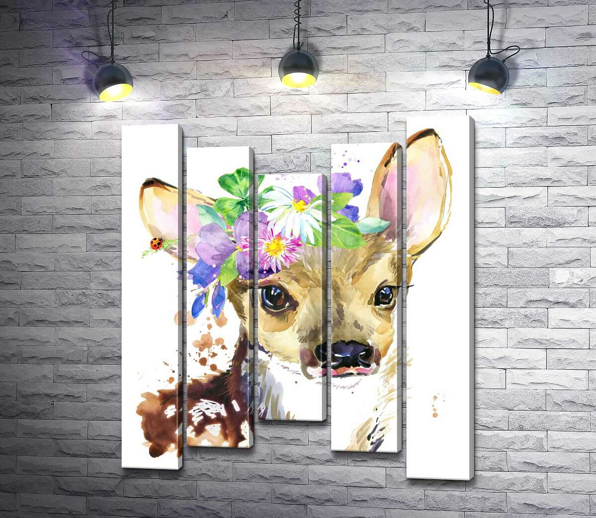Модульная картина ArtPoster Олененок с букетом полевых цветов возле уха 130x156 см Модуль №28
Модульная картина ArtPoster Олененок с букетом полевых цветов возле уха 130x156 см Модуль №28