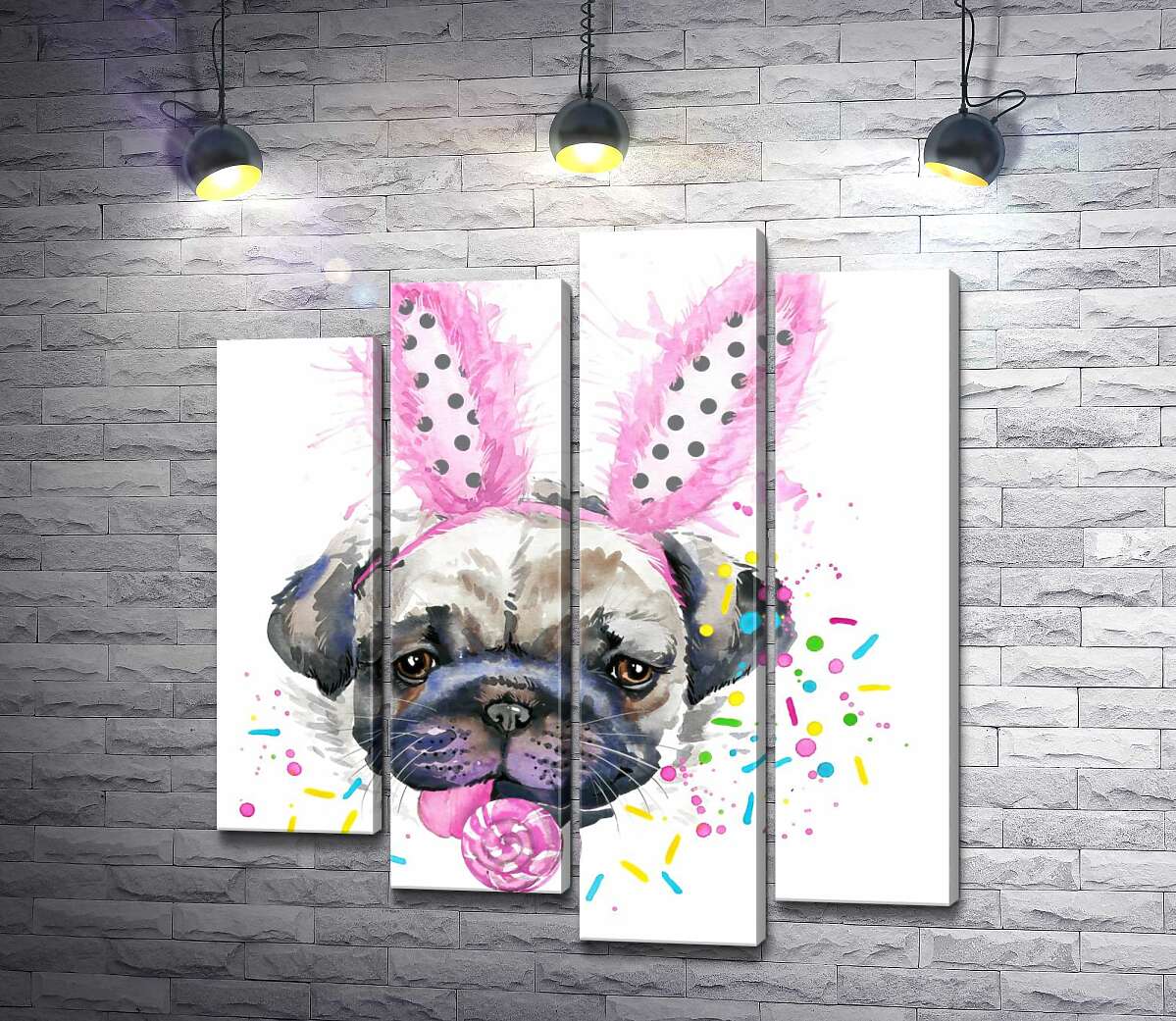 Модульная картина ArtPoster Мопс с заячьими ушками лижет леденец 132x144 см Модуль №21
Модульная картина ArtPoster Мопс с заячьими ушками лижет леденец 132x144 см Модуль №21