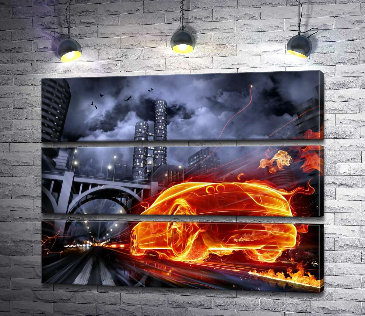 Модульная картина ArtPoster Огненный призрак автомобиля несется под мост ночного города 79x60 см Модуль №13
Модульная картина ArtPoster Огненный призрак автомобиля несется под мост ночного города 79x60 см Модуль №13