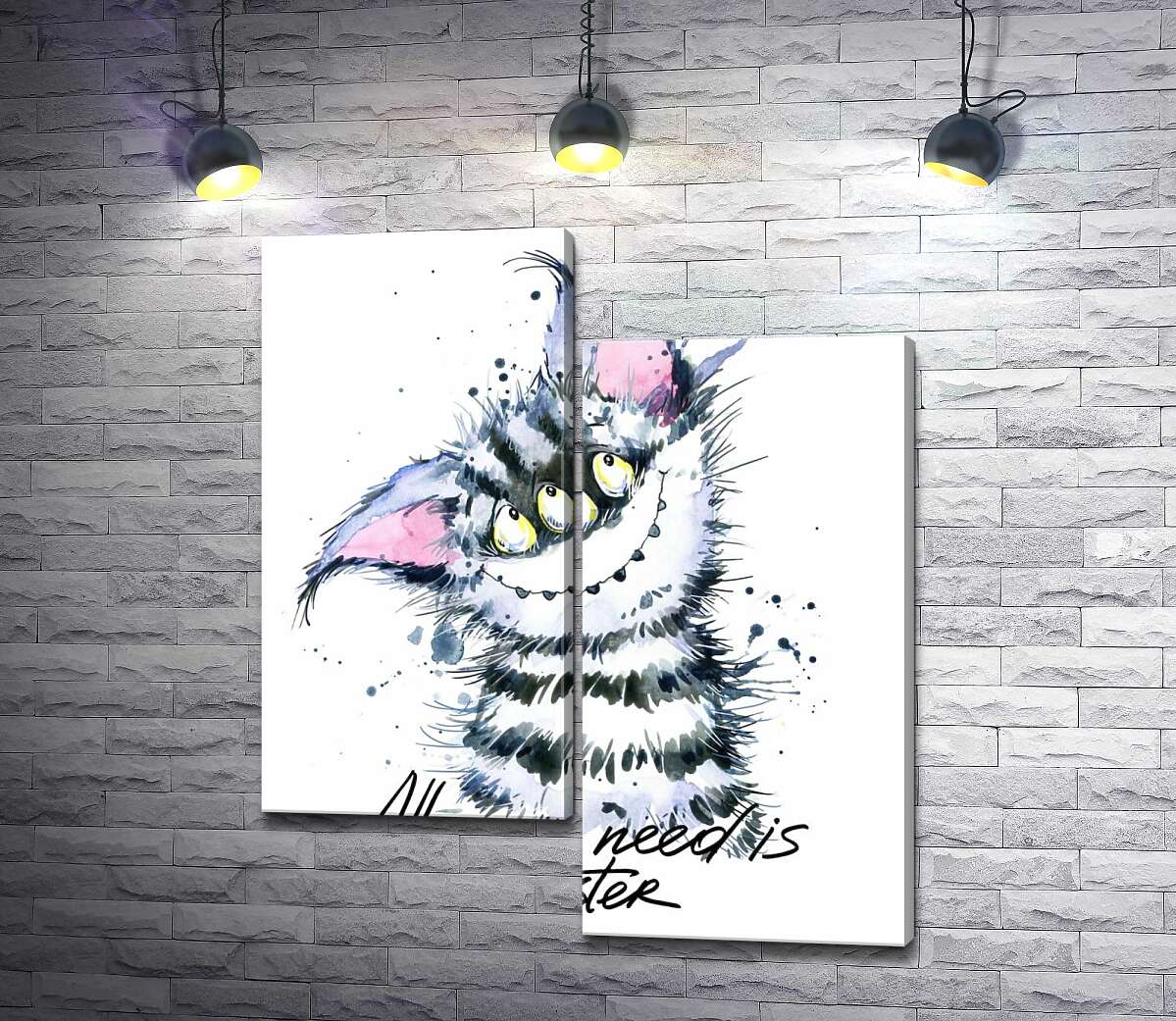 Модульная картина ArtPoster Полосатый монстр с кошачьей мордашкой и надписью "all you need is monster" 130x155 см Модуль №5
Модульная картина ArtPoster Полосатый монстр с кошачьей мордашкой и надписью "all you need is monster" 130x155 см Модуль №5