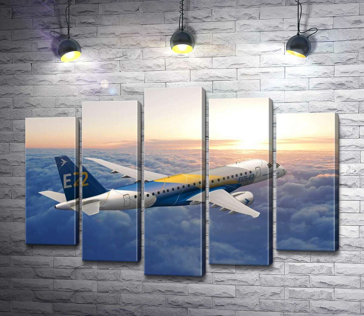 Модульная картина ArtPoster Полет бразильского самолета Embraer E-Jet E2 над бескрайним облачным пространством 130x94 см Модуль №26
Модульная картина ArtPoster Полет бразильского самолета Embraer E-Jet E2 над бескрайним облачным пространством 130x94 см Модуль №26