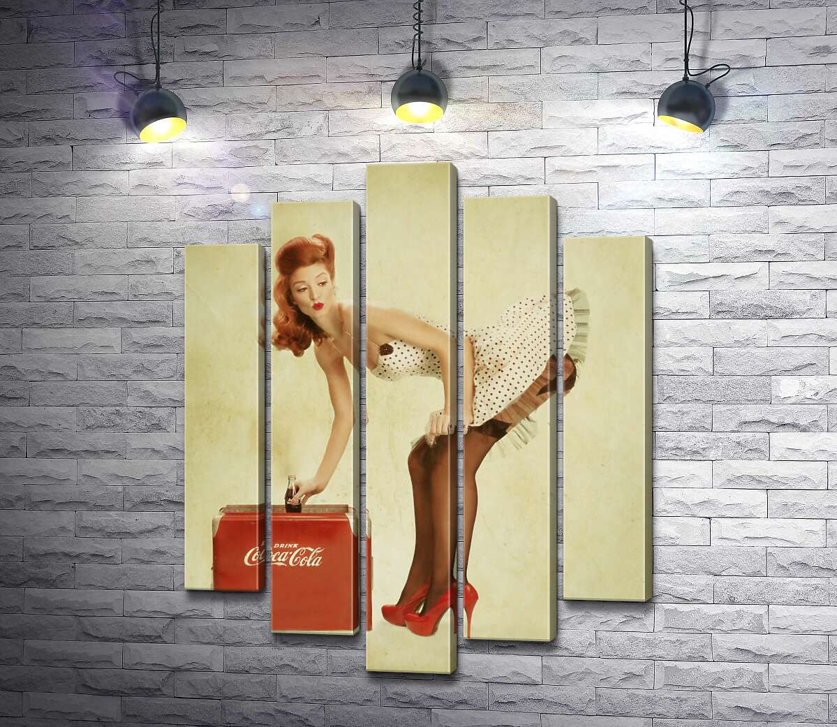 Модульная картина ArtPoster Пин ап красавица в белом платье нагнулась за бутылкой Кока-колы 100x132 см Модуль №26
Модульная картина ArtPoster Пин ап красавица в белом платье нагнулась за бутылкой Кока-колы 100x132 см Модуль №26
