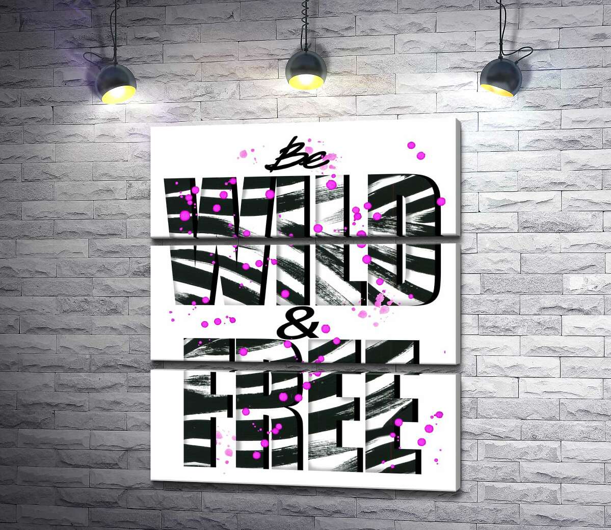 Модульная картина ArtPoster Полоски зебры на надписи "be wild and free" 130x156 см Модуль №13
Модульная картина ArtPoster Полоски зебры на надписи "be wild and free" 130x156 см Модуль №13