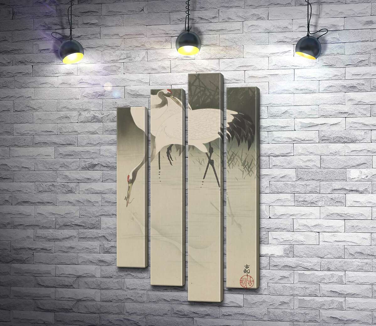 Модульная картина ArtPoster Пара журавлей в камышах (Pair of cranes in reeds) – Охара Косон (Ohara Koson) 80x155 см Модуль №21
Модульная картина ArtPoster Пара журавлей в камышах (Pair of cranes in reeds) – Охара Косон (Ohara Koson) 80x155 см Модуль №21