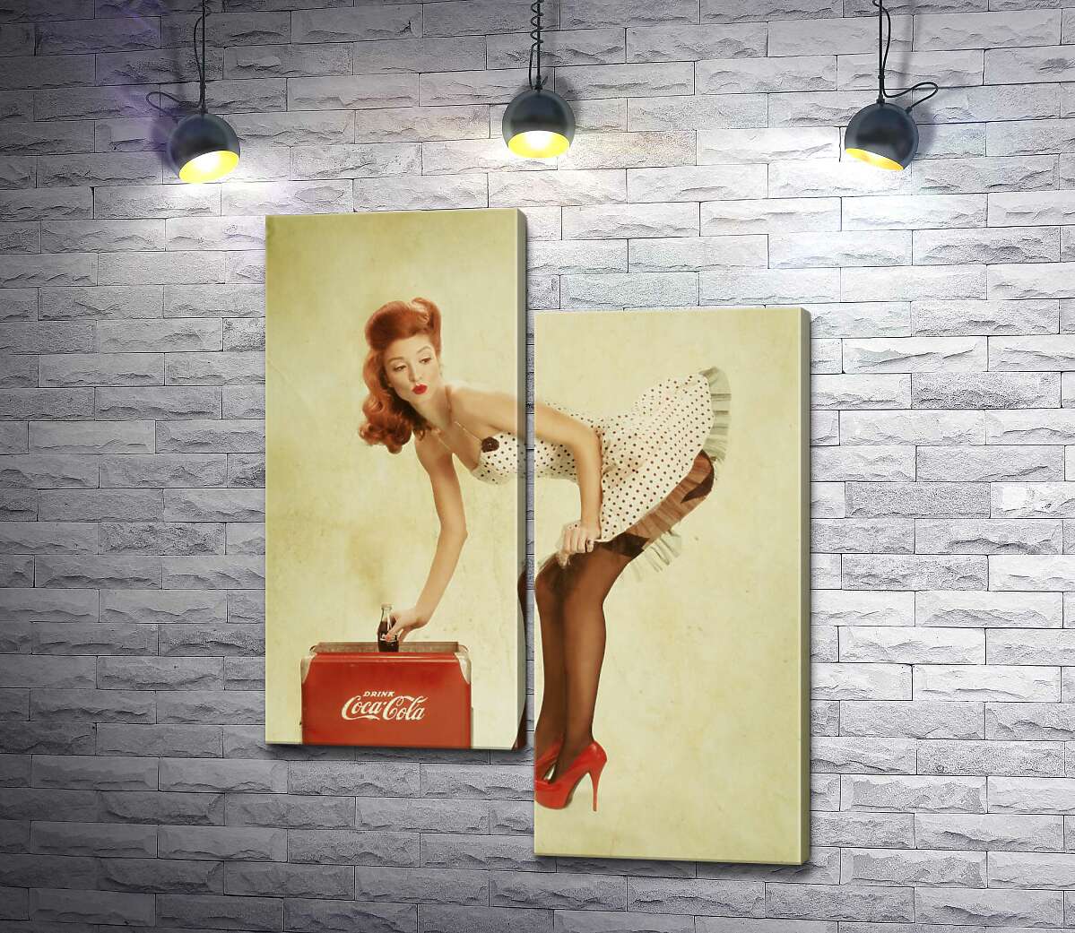 Модульная картина ArtPoster Пин ап красавица в белом платье нагнулась за бутылкой Кока-колы 50x66 см Модуль №5
Модульная картина ArtPoster Пин ап красавица в белом платье нагнулась за бутылкой Кока-колы 50x66 см Модуль №5