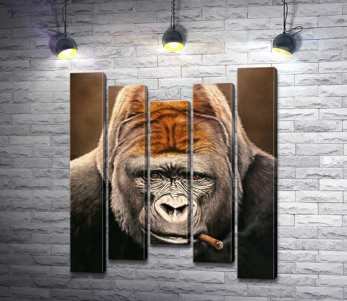 Модульная картина ArtPoster Портрет гориллы, курящей сигару 100x119 см Модуль №28
Модульная картина ArtPoster Портрет гориллы, курящей сигару 100x119 см Модуль №28