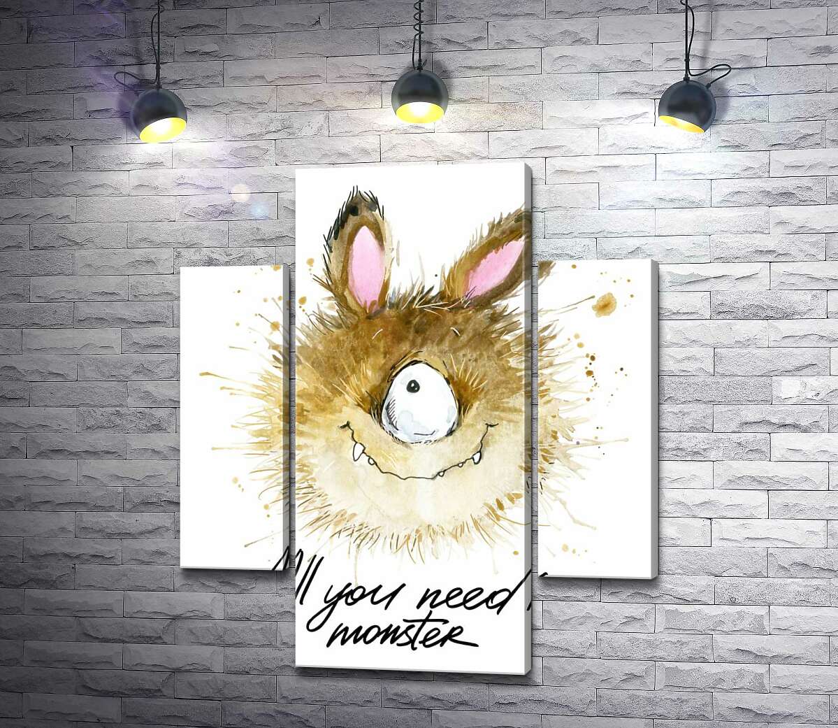 Модульная картина ArtPoster Пушистый циклоп с заячьими ушами и надписью "all you need is monster" 80x95 см Модуль №7
Модульная картина ArtPoster Пушистый циклоп с заячьими ушами и надписью "all you need is monster" 80x95 см Модуль №7