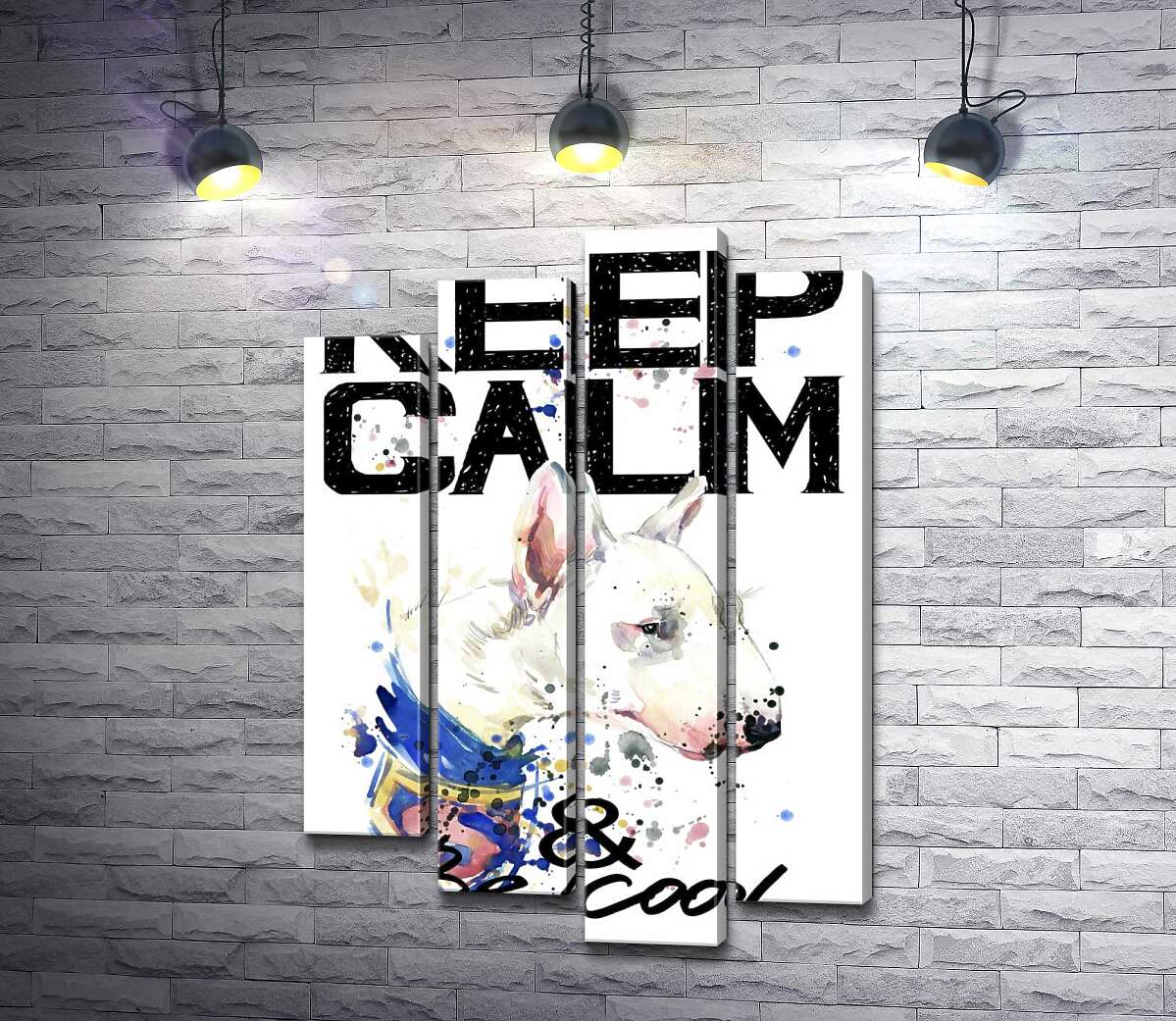 Модульная картина ArtPoster Профиль бультерьера среди надписи "keep calm and be cool" 132x192 см Модуль №21
Модульная картина ArtPoster Профиль бультерьера среди надписи "keep calm and be cool" 132x192 см Модуль №21