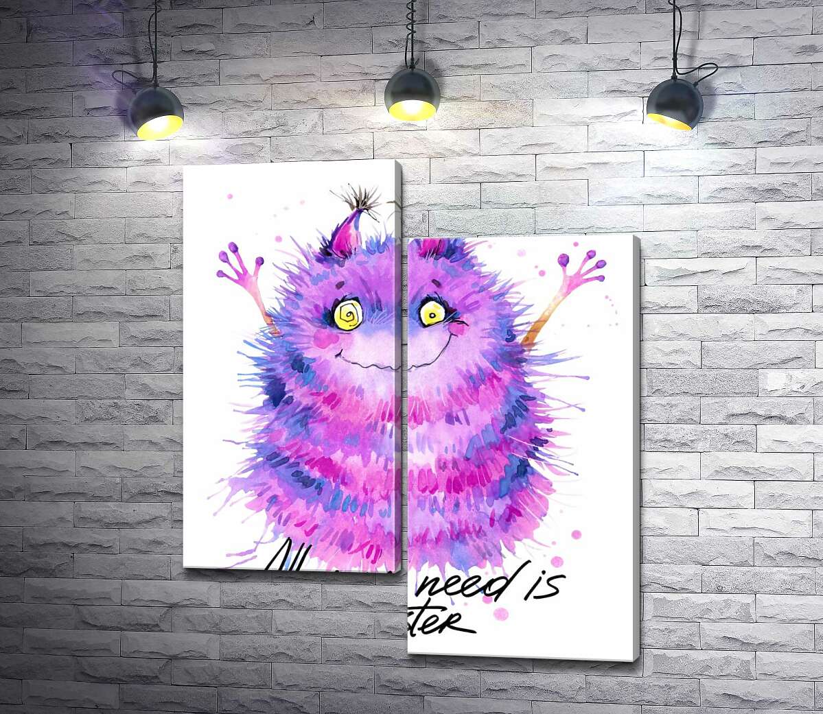 Модульная картина ArtPoster Пушистый фиолетовый монстр с надписью "all you need is monster" 50x60 см Модуль №5
Модульная картина ArtPoster Пушистый фиолетовый монстр с надписью "all you need is monster" 50x60 см Модуль №5