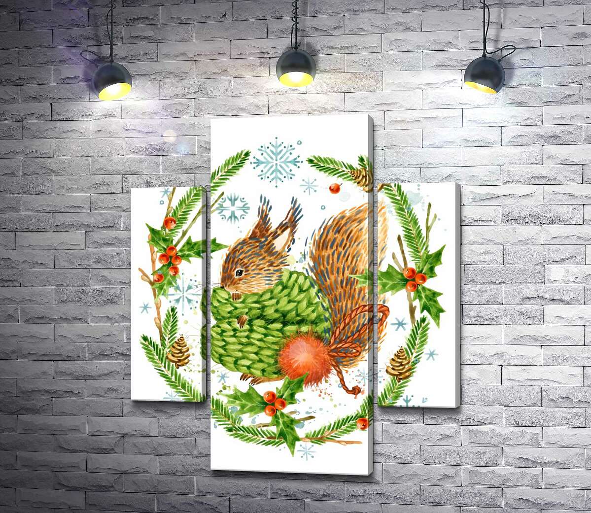 Модульная картина ArtPoster Пушистая белка закуталась в шарф среди венка из остролиста и елки 80x99 см Модуль №7
Модульная картина ArtPoster Пушистая белка закуталась в шарф среди венка из остролиста и елки 80x99 см Модуль №7