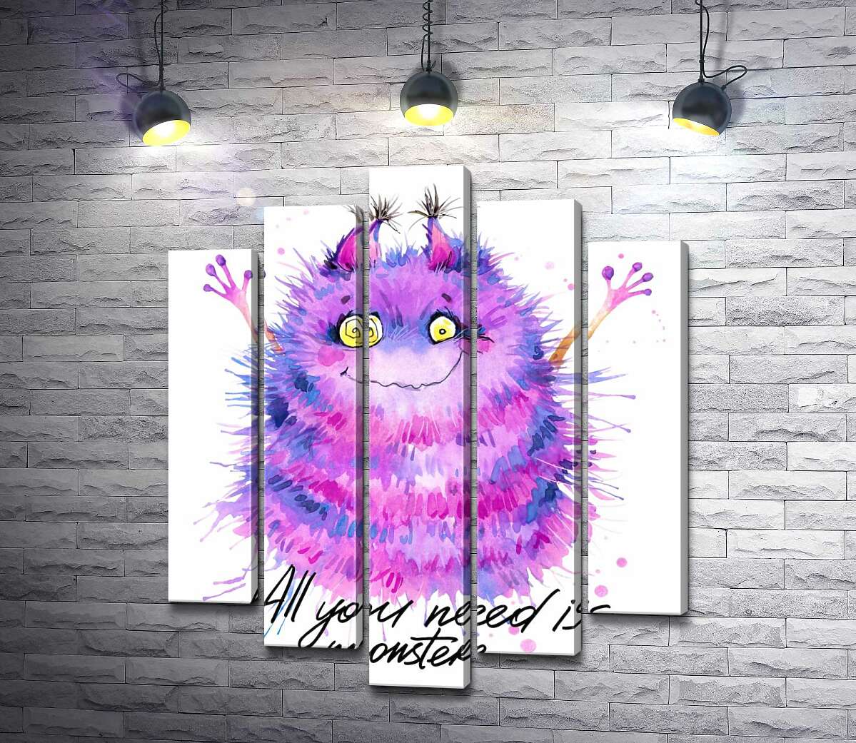 Модульная картина ArtPoster Пушистый фиолетовый монстр с надписью "all you need is monster" 130x156 см Модуль №26
Модульная картина ArtPoster Пушистый фиолетовый монстр с надписью "all you need is monster" 130x156 см Модуль №26