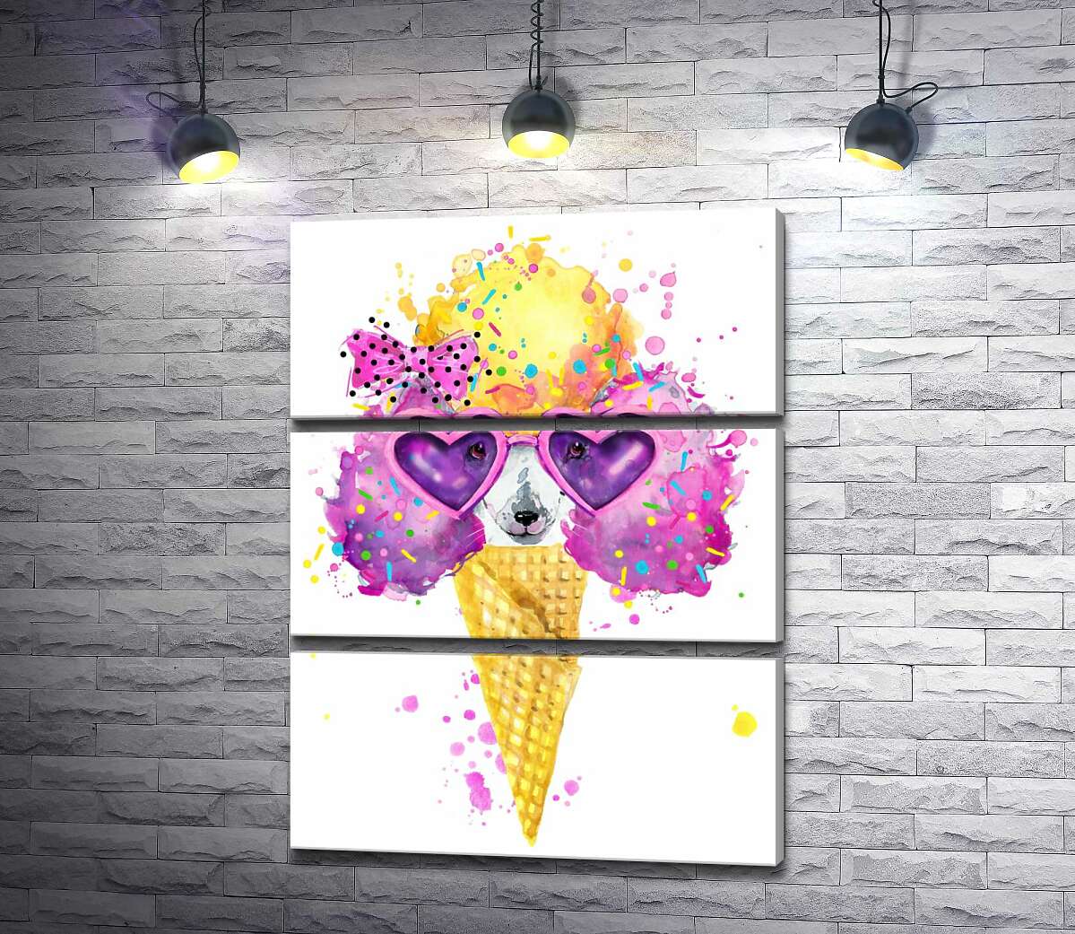 Модульная картина ArtPoster Розовый пудель с желтой челкой выглядывает из рожка мороженого 130x171 см Модуль №13
Модульная картина ArtPoster Розовый пудель с желтой челкой выглядывает из рожка мороженого 130x171 см Модуль №13