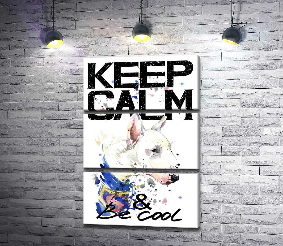 Модульная картина ArtPoster Профиль бультерьера среди надписи "keep calm and be cool" 130x192 см Модуль №13
Модульная картина ArtPoster Профиль бультерьера среди надписи "keep calm and be cool" 130x192 см Модуль №13