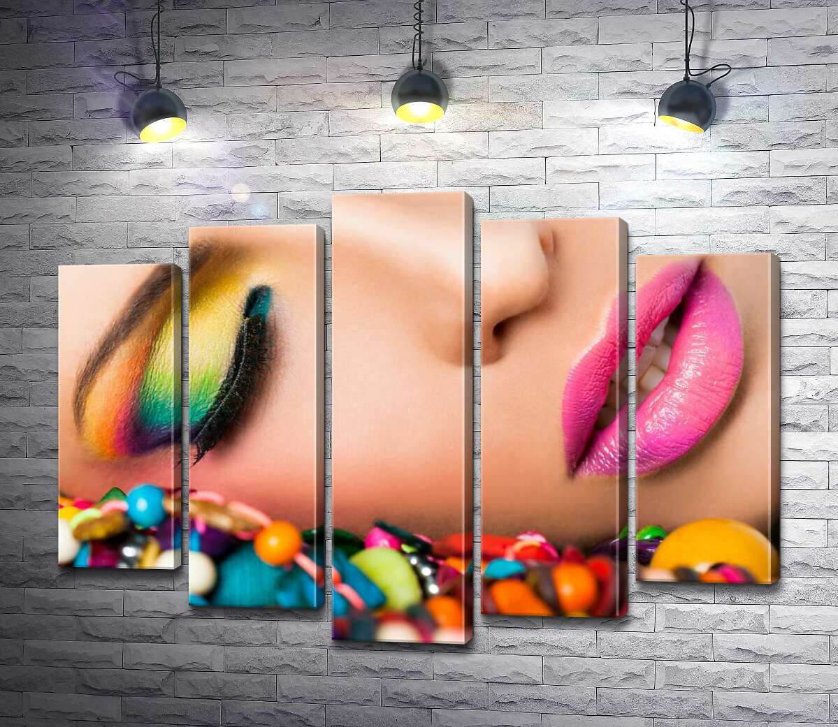 Модульная картина ArtPoster Радужные оттенки теней на веках девушки в сочетании с яркими бусинами 100x74 см Модуль №26
Модульная картина ArtPoster Радужные оттенки теней на веках девушки в сочетании с яркими бусинами 100x74 см Модуль №26