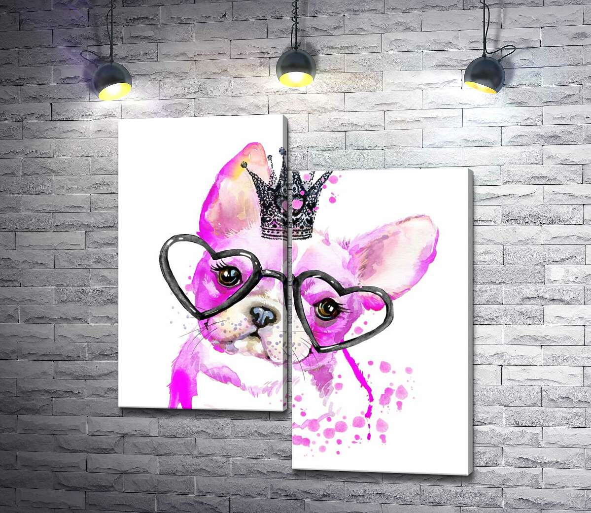 Модульная картина ArtPoster Розовый французский бульдог с короной и очками 100x110 см Модуль №5 
Модульная картина ArtPoster Розовый французский бульдог с короной и очками 100x110 см Модуль №5