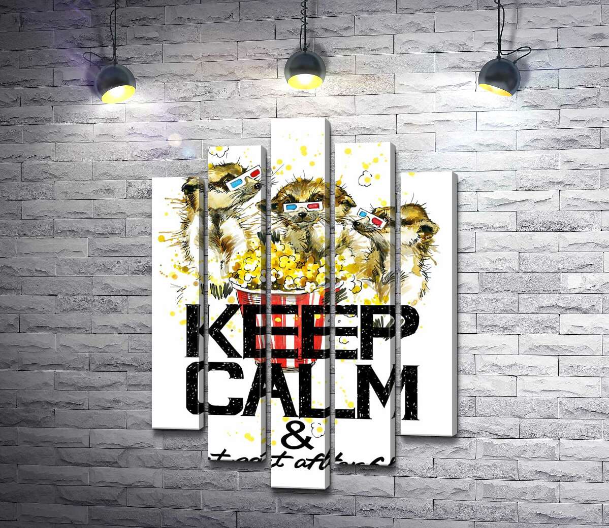 Модульная картина ArtPoster Суслики с попкорном за надписью "keep calm and don't eat after 6 p.m." 130x192 см Модуль №26
Модульная картина ArtPoster Суслики с попкорном за надписью "keep calm and don't eat after 6 p.m." 130x192 см Модуль №26