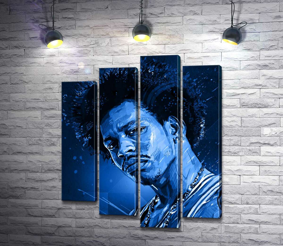 Модульная картина ArtPoster Синие оттенки портрета американского гитариста Джими Хендрикса (Jimi Hendrix) 80x100 см Модуль №21
Модульная картина ArtPoster Синие оттенки портрета американского гитариста Джими Хендрикса (Jimi Hendrix) 80x100 см Модуль №21
