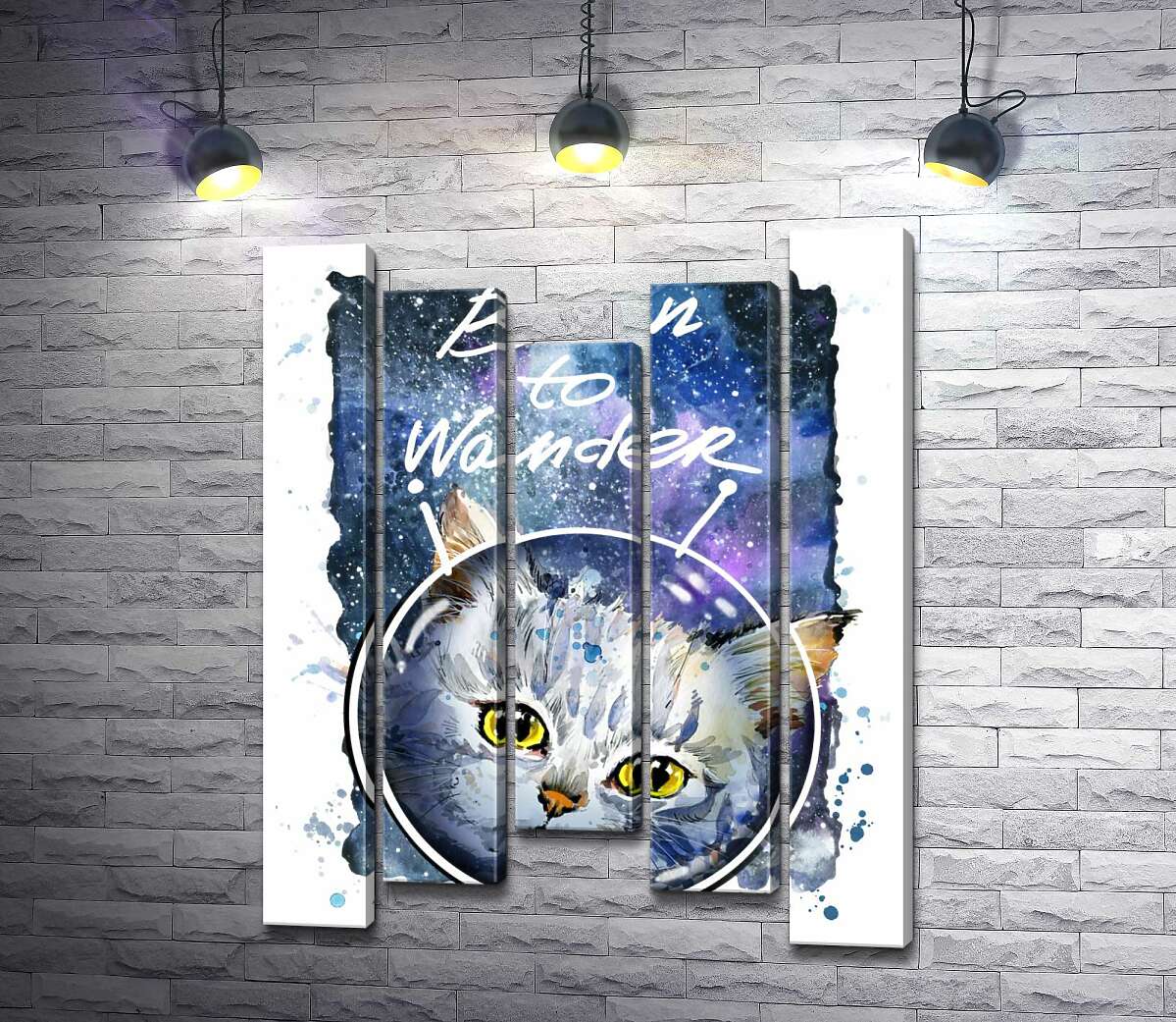 Модульная картина ArtPoster Серый кот на космическом фоне с надписью "born to wander" 100x130 см Модуль №28
Модульная картина ArtPoster Серый кот на космическом фоне с надписью "born to wander" 100x130 см Модуль №28
