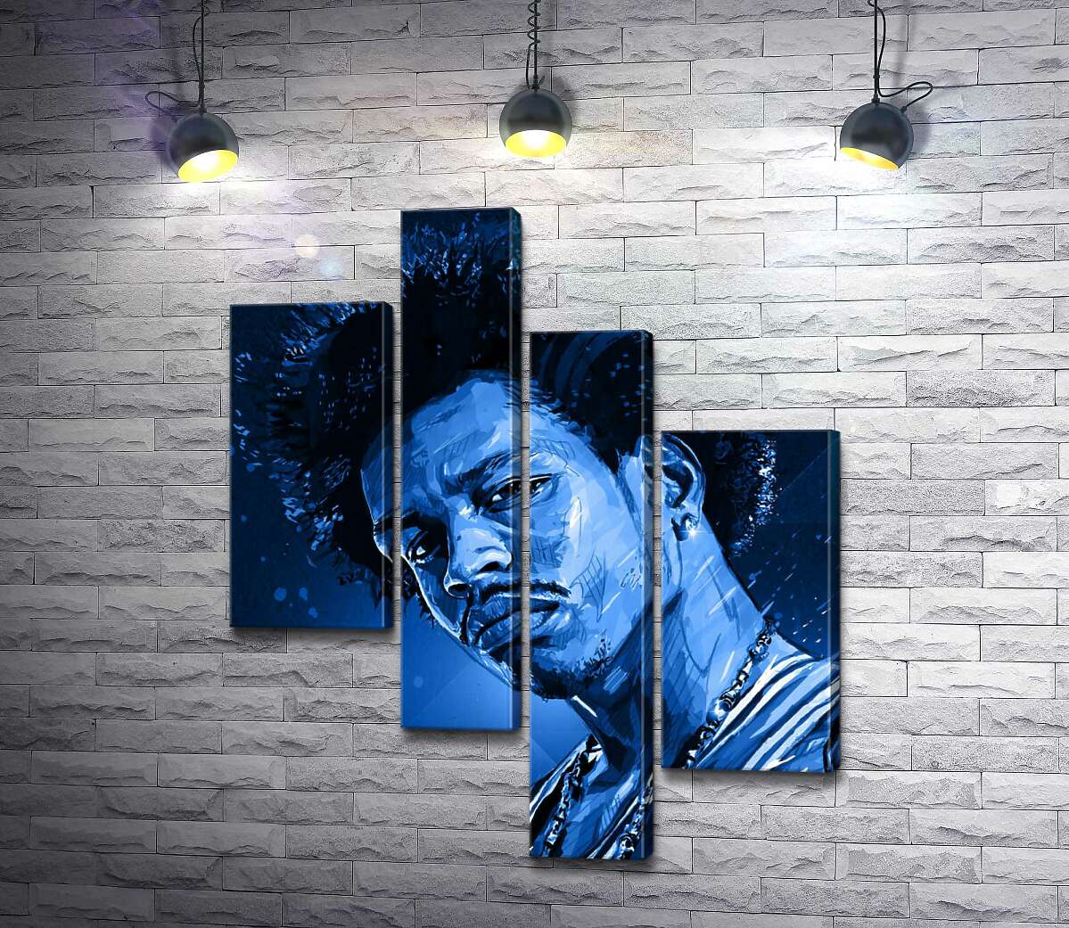 Модульная картина ArtPoster Синие оттенки портрета американского гитариста Джими Хендрикса (Jimi Hendrix) 100x125 см Модуль №20
Модульная картина ArtPoster Синие оттенки портрета американского гитариста Джими Хендрикса (Jimi Hendrix) 100x125 см Модуль №20